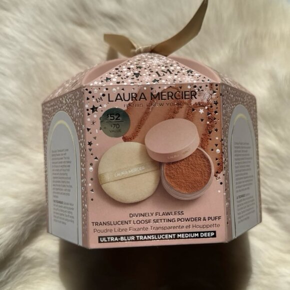 Laura Mercier Translucent Loose Setting Powder and Puff Medium Deep Gift Wrapped - Picture 1 of 9